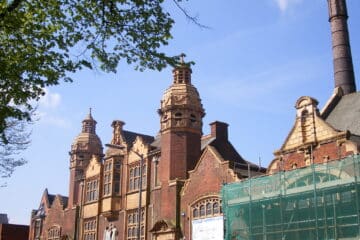 Henderson-Massey library hours: Moseley Road Baths (Public Library and Baths, Balsall Heath) - scaffolding - Balsall Heath Public Baths